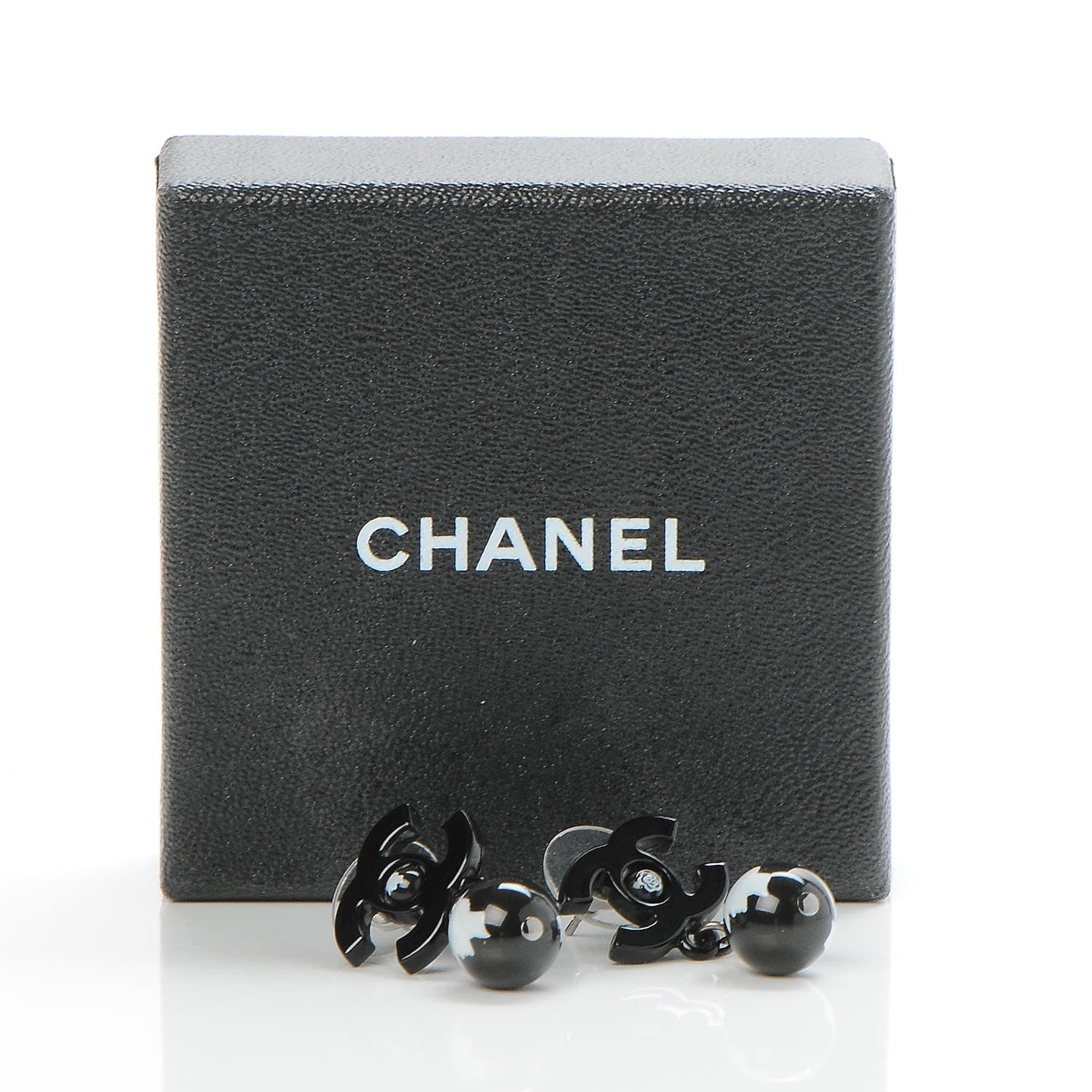 Chanel Enamel Bead CC Coco Drop Earrings Black 7 of 7
