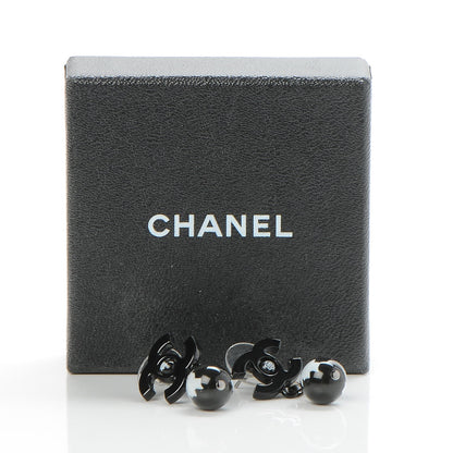 Chanel Enamel Bead CC Coco Drop Earrings Black 7 of 7