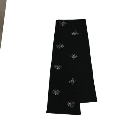 Chanel Cashmere Crystal Logo Scarf Black 2 of 4