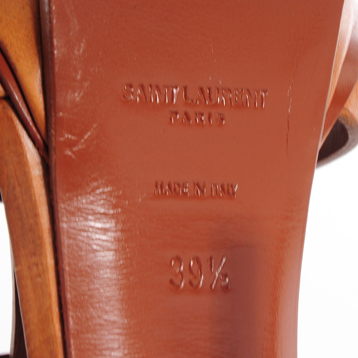 Calfskin Tribute 105 Platform Woodstock Sandals 39.5 Ambra