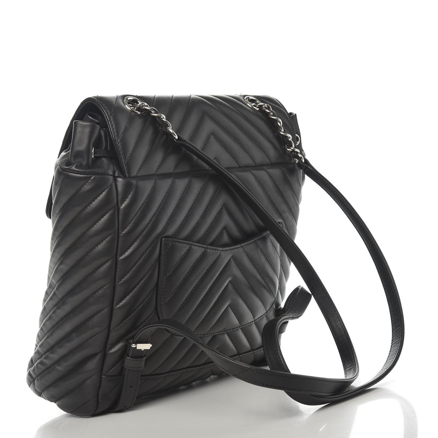 Calfskin Chevron Quilted Large Urban Spirit Backpack Black
