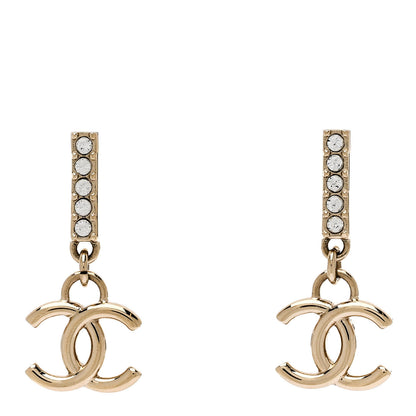 Chanel Crystal CC Drop Earrings Gold 1 of 4