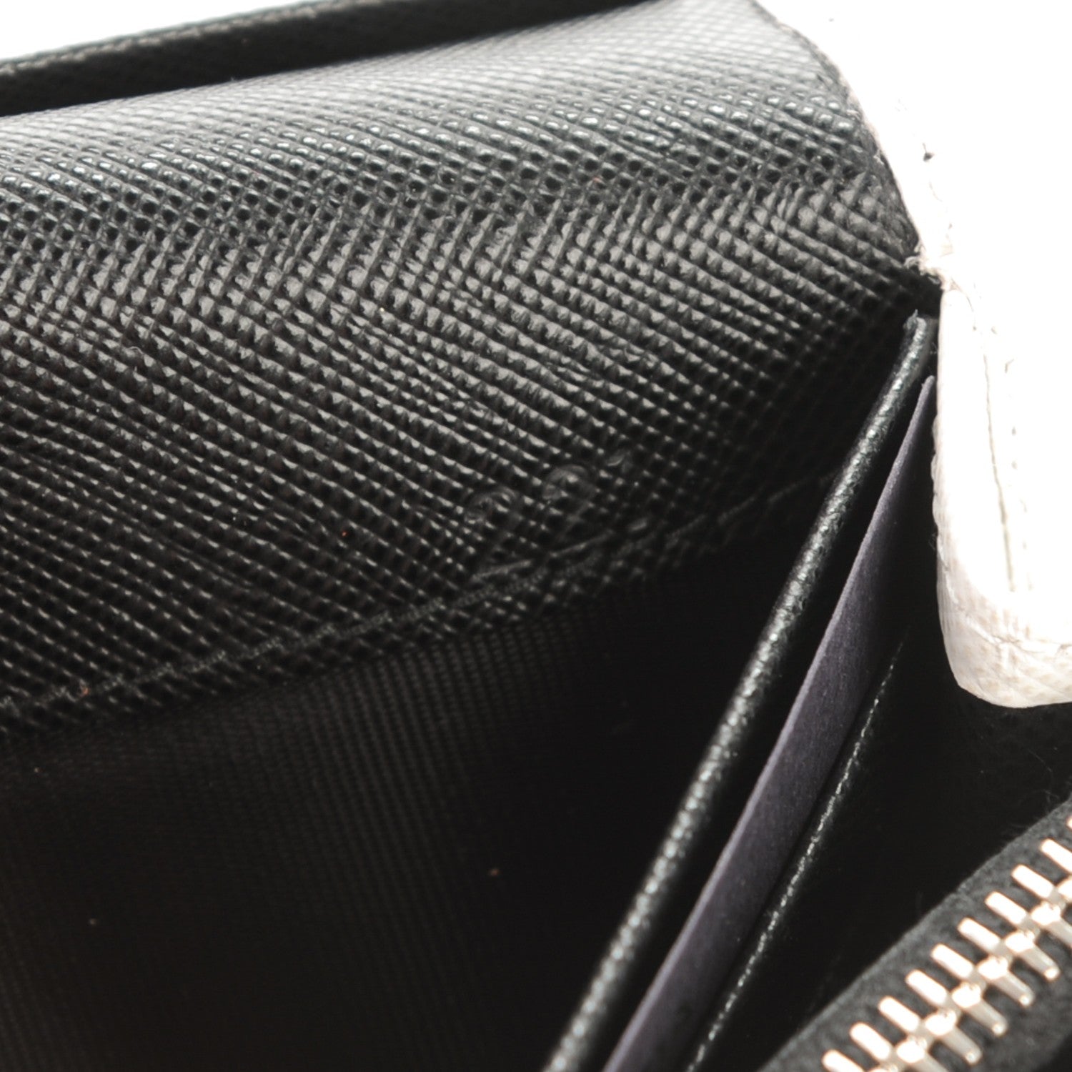 Prada Saffiano Corner Continental Flap Wallet Talco Black 7 of 8