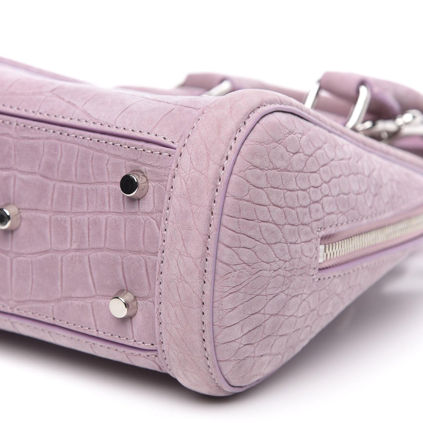 Crocodile Embossed Nubuck Mini Heroine Shoulder Bag Lilac