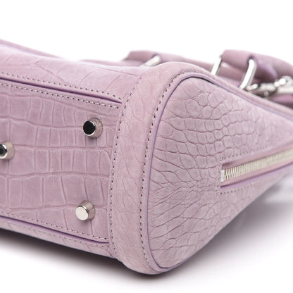 Alexander McQueen Crocodile Embossed Nubuck Mini Heroine Shoulder Bag Lilac 9 of 9