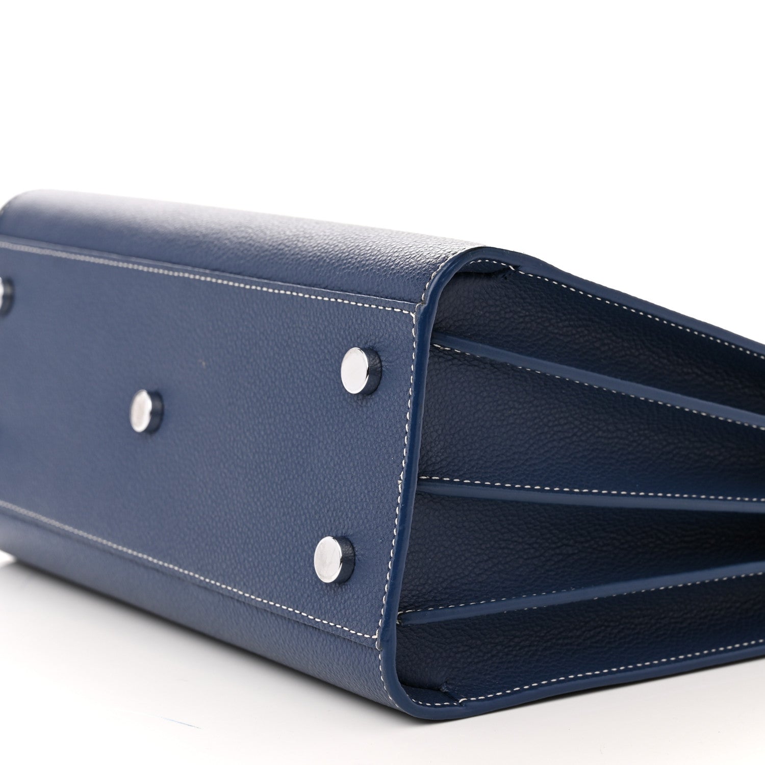 Saint Laurent Grained Calfskin Topstitch Baby Sac De Jour Denim 10 of 11