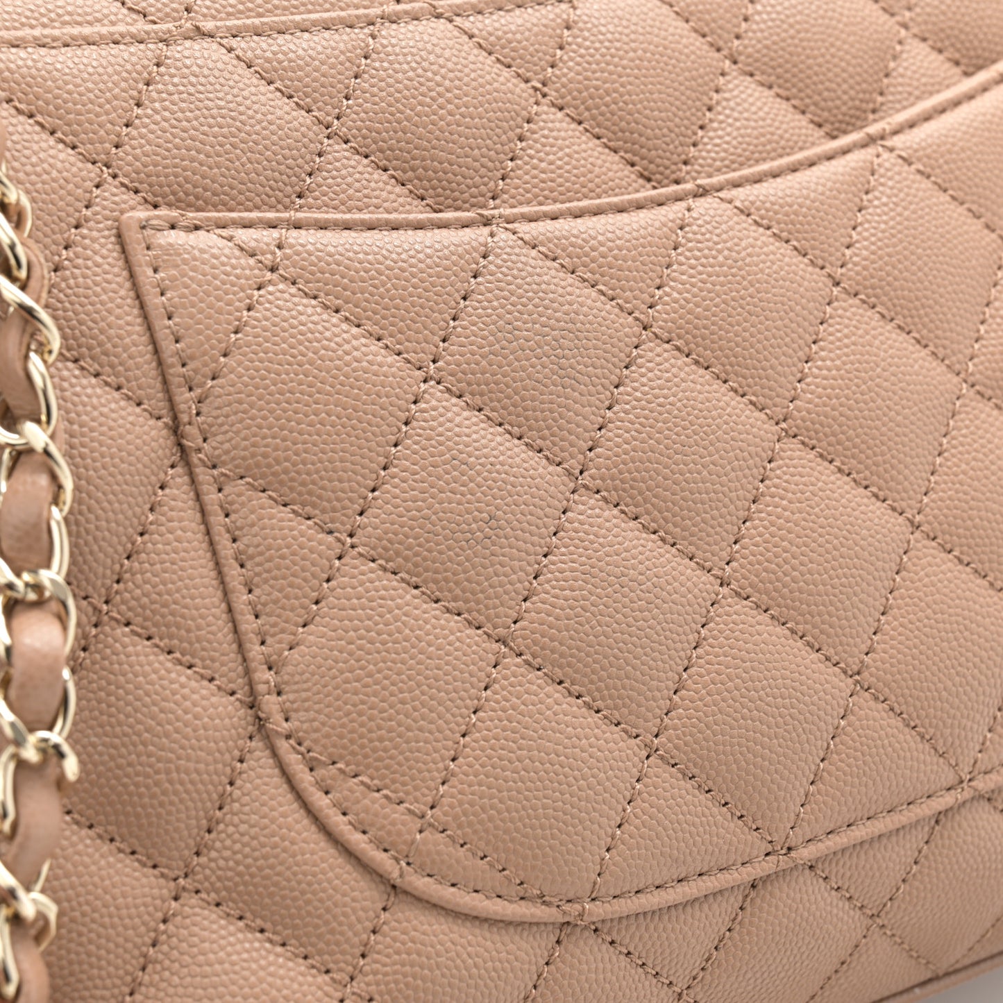 Caviar Quilted Small Coco Handle Flap Beige