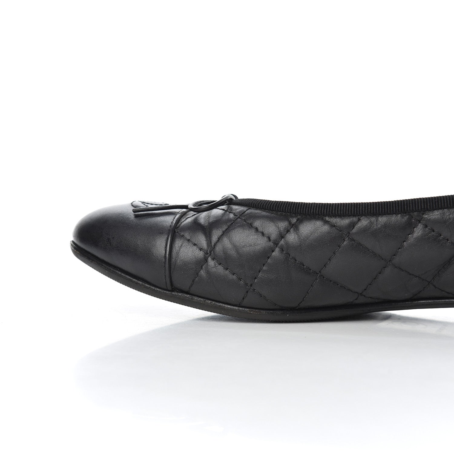 Chanel Aged Calfskin Quilted CC Cap Toe Ballerina Flats 39.5 Black 21 of 21