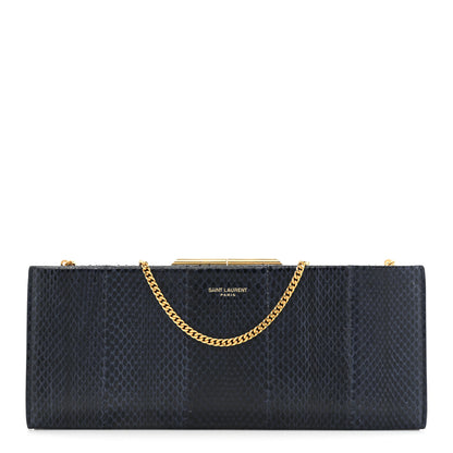 Saint Laurent Snakeskin Midnight Clutch Black 1 of 15