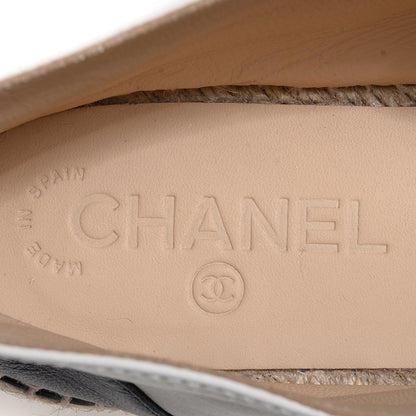 Chanel Lambskin Cap Toe Lace Up Espadrilles 38 White Black 8 of 9