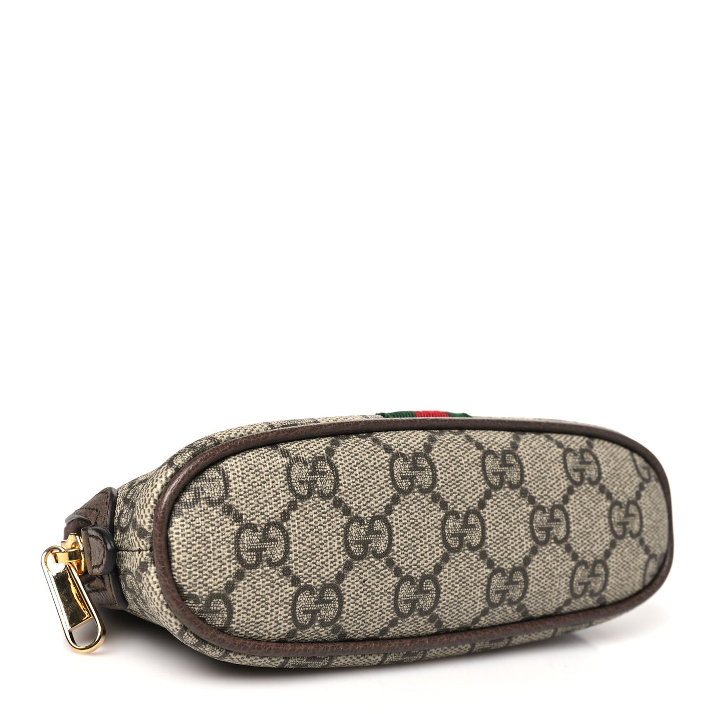 GG Supreme Monogram Textured Calfskin Web Medium Ophidia Cosmetic Case Beige Ebony New Acero