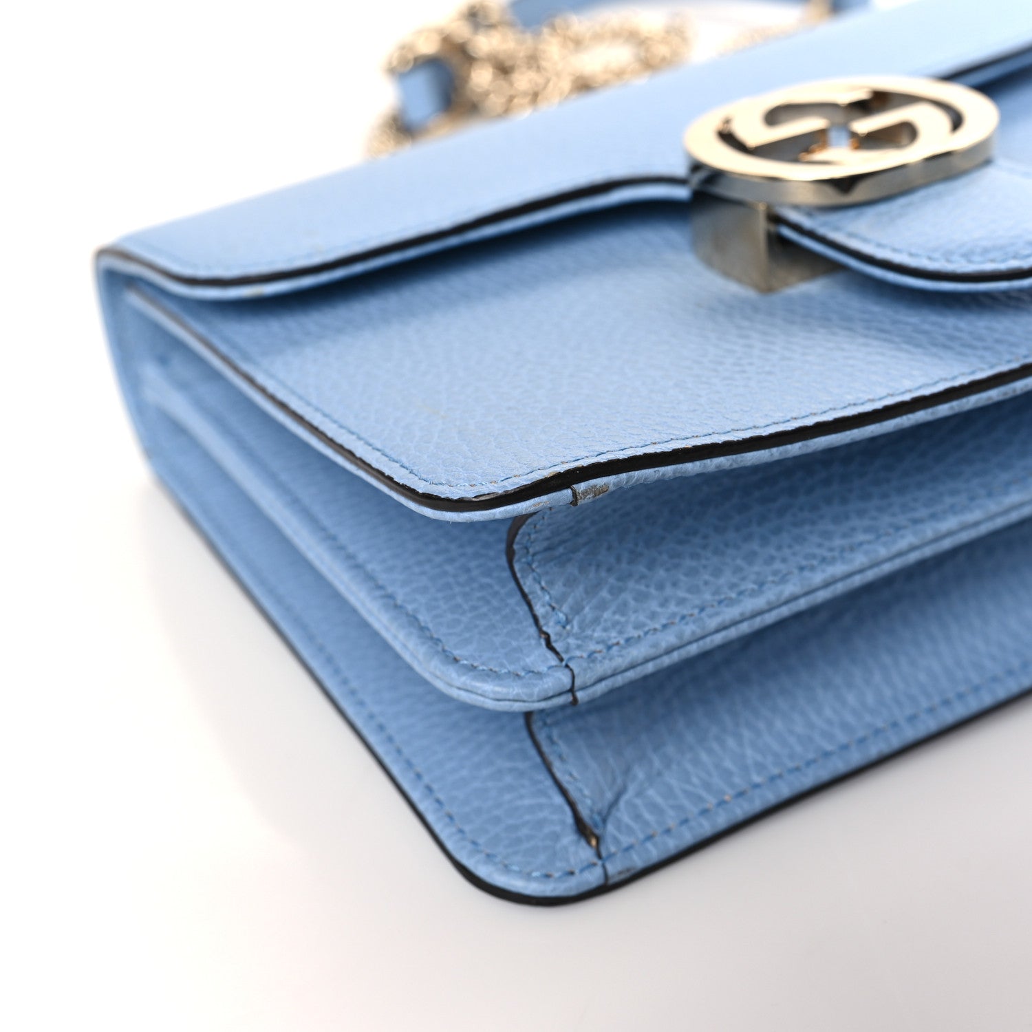 Gucci Dollar Calfskin Small Interlocking G Shoulder Bag Mineral Blue 8 of 13