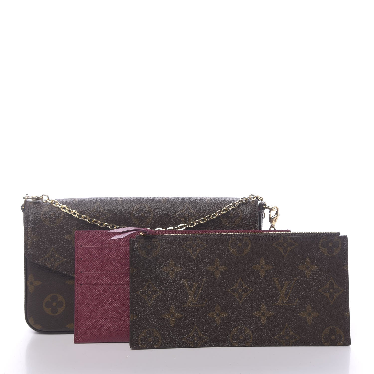 Louis Vuitton Monogram Pochette Felicie Chain Wallet Fuchsia 3 of 10