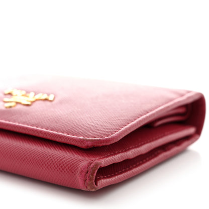 Prada Saffiano Metal French Flap Compact Wallet Peonia 10 of 12