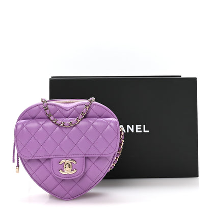 Chanel Lambskin Quilted CC In Love Heart Bag Purple 10 of 10