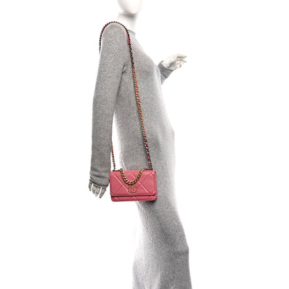 Chanel Lambskin Quilted Chanel 19 Wallet On Chain WOC Pink 2 of 11