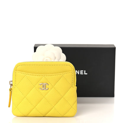 Chanel Caviar Quilted Zip Card Holder Wallet Yellow 10 of 10