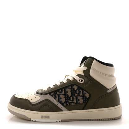 Christian Dior Smooth Calfskin Jacquard Oblique Mens B27 Mid Top Sneakers 43 Green Beige 1 of 9