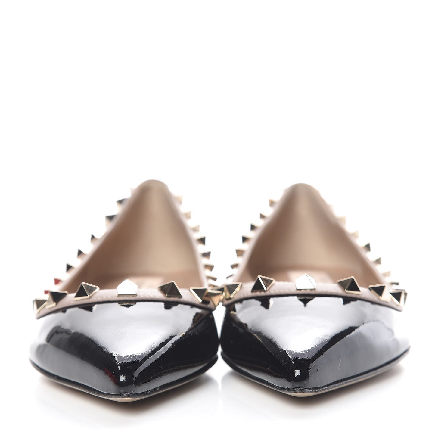 Patent Nappa Rockstud Ballerina Flats 35 Black Poudre