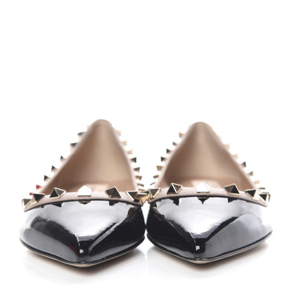 Valentino Garavani Patent Nappa Rockstud Ballerina Flats 35 Black Poudre 2 of 10