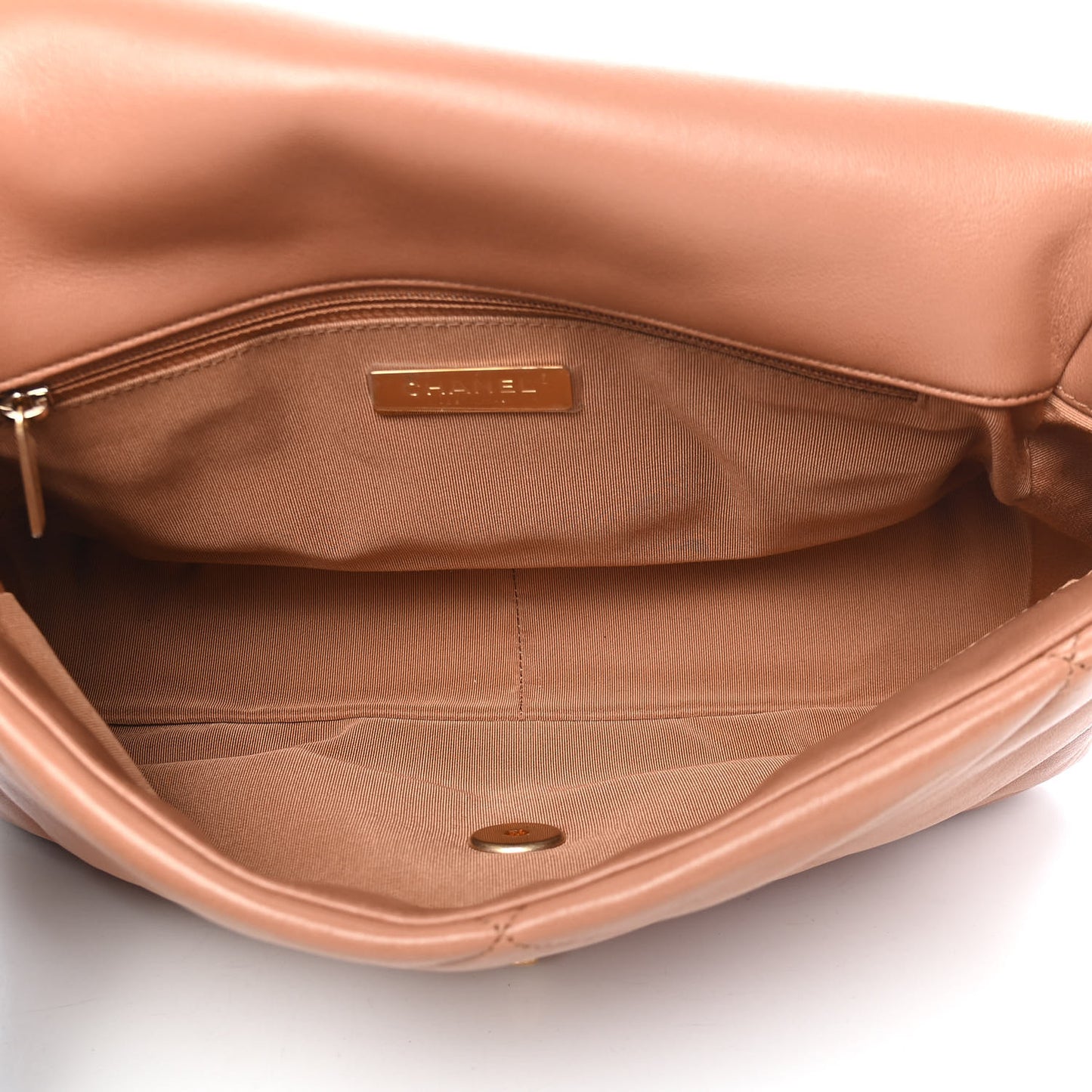 Lambskin Quilted Large Chanel 19 Flap Brown