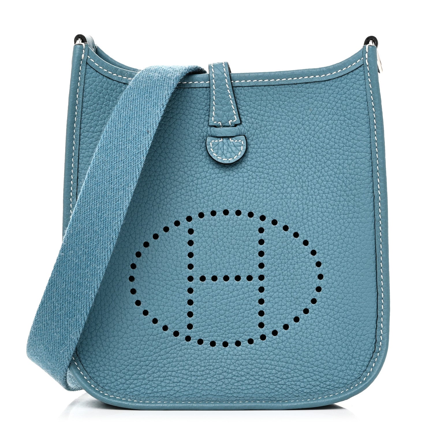 Hermes Taurillon Clemence Evelyne TPM New Blue Jean 1 of 11