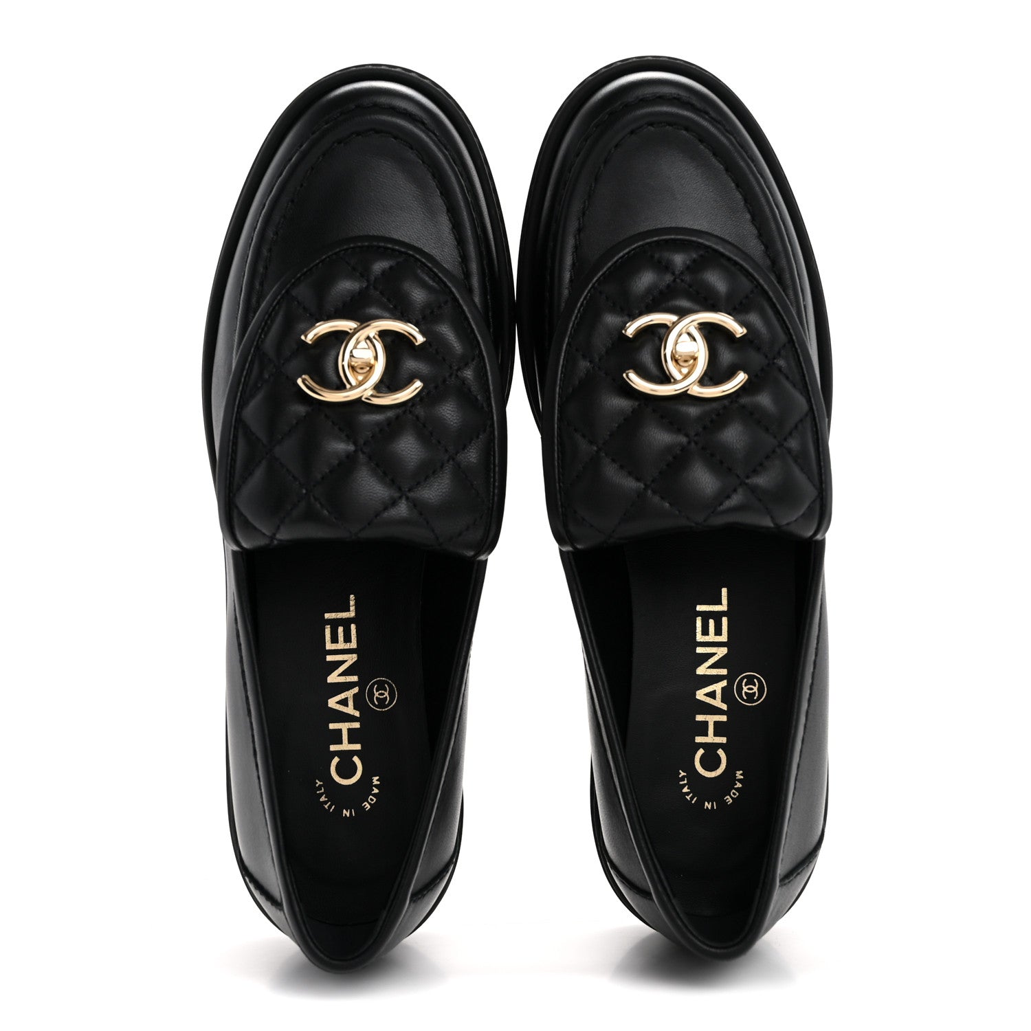 Chanel Lambskin Quilted CC Turnlock Loafers 38 Black 2 of 10