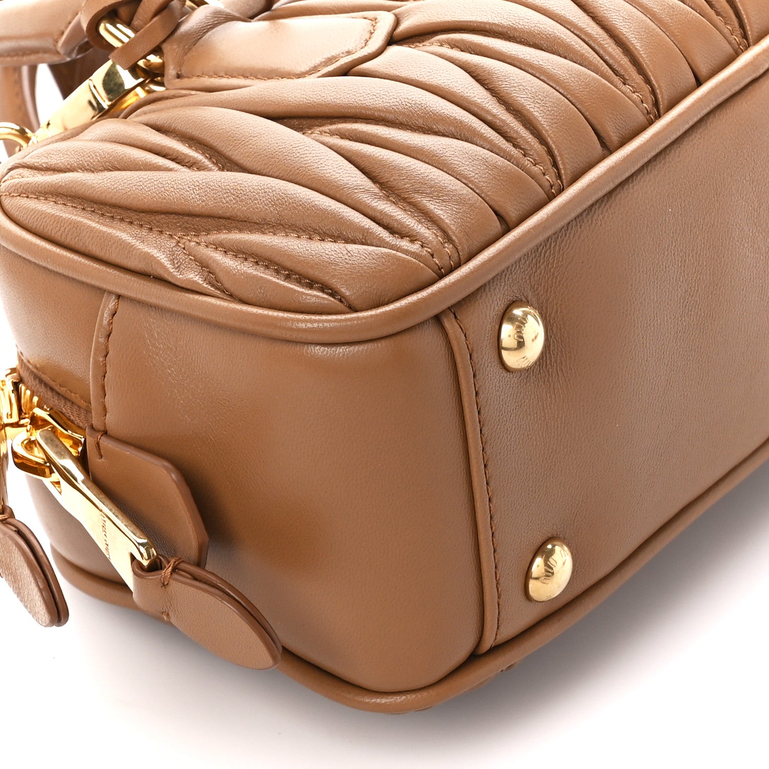 Miu Miu Nappa Matelasse Regular Arcadie Top Handle Bag Caramel 10 of 11