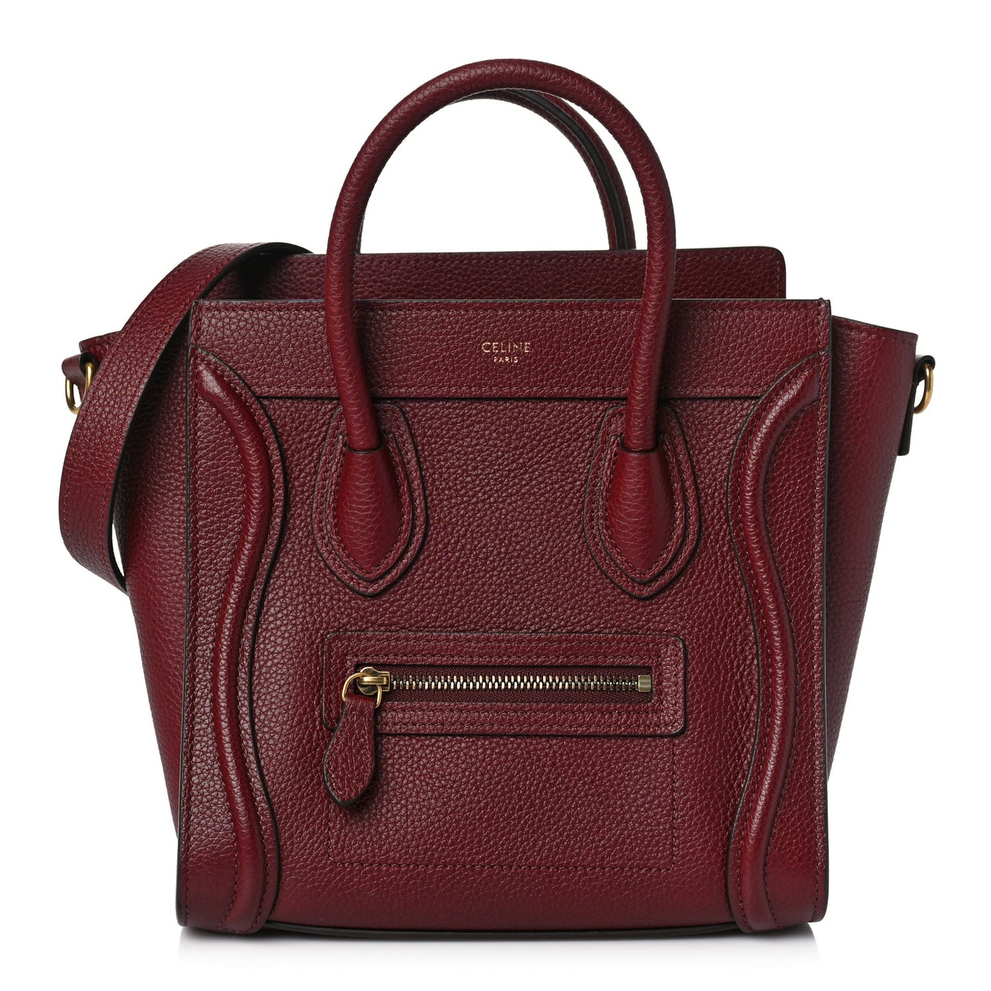 Drummed Calfskin Nano Luggage Light Burgundy