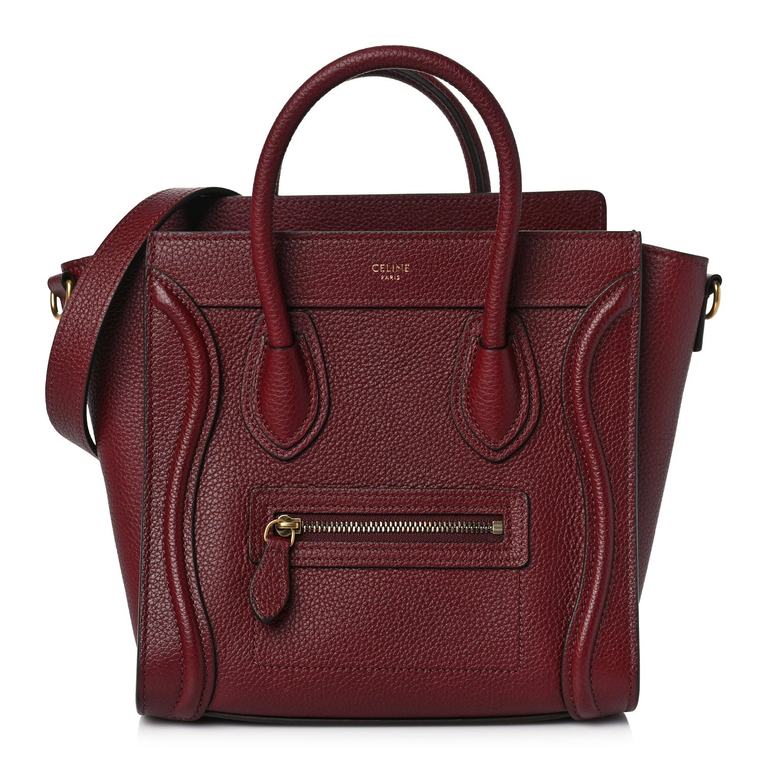 Celine Drummed Calfskin Nano Luggage Light Burgundy 1 of 7