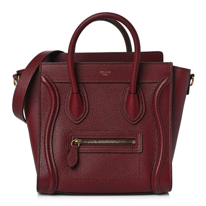 Celine Drummed Calfskin Nano Luggage Light Burgundy 1 of 7