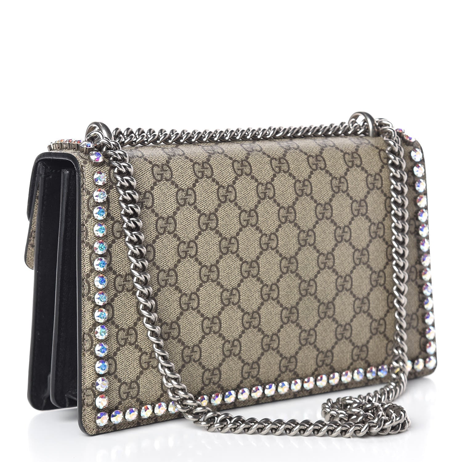 Gucci GG Supreme Monogram Crystal Small Dionysus Shoulder Bag Black 3 of 14