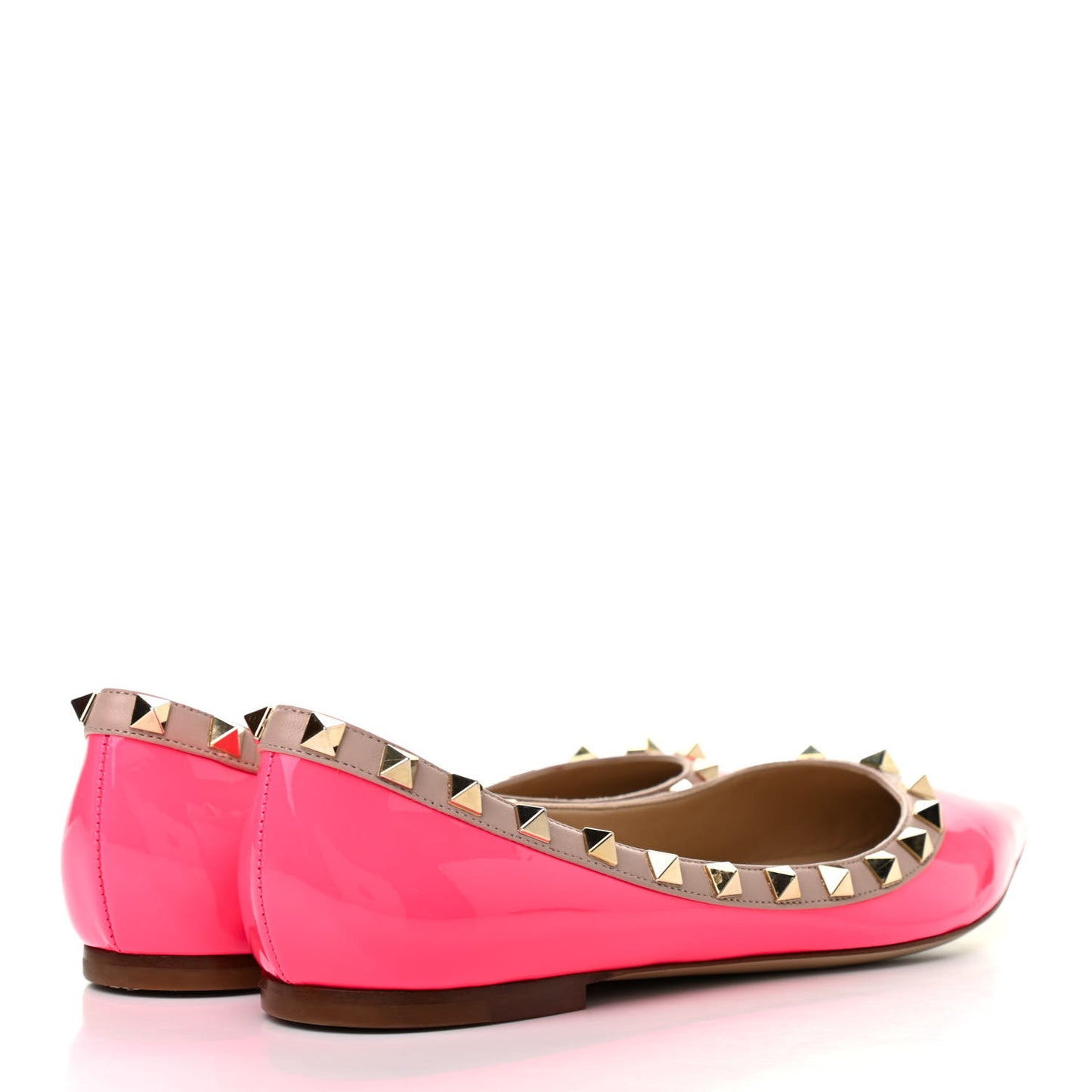 Patent Nappa Rockstud Ballerina Flats 36.5 Fuxia Fluo Poudre