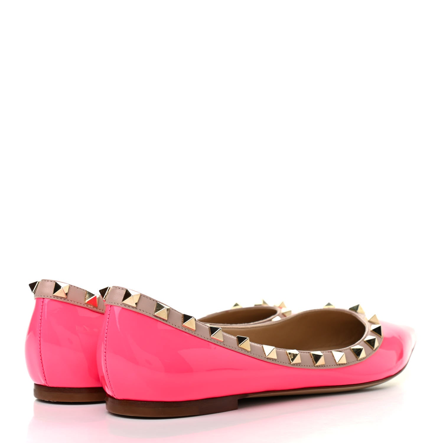 Valentino Garavani Patent Nappa Rockstud Ballerina Flats 36.5 Fuxia Fluo Poudre 4 of 7