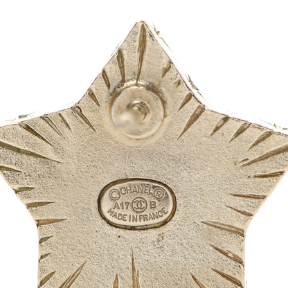 Chanel Resin Metal CC Star Earrings Gold Pearly White 4 of 4