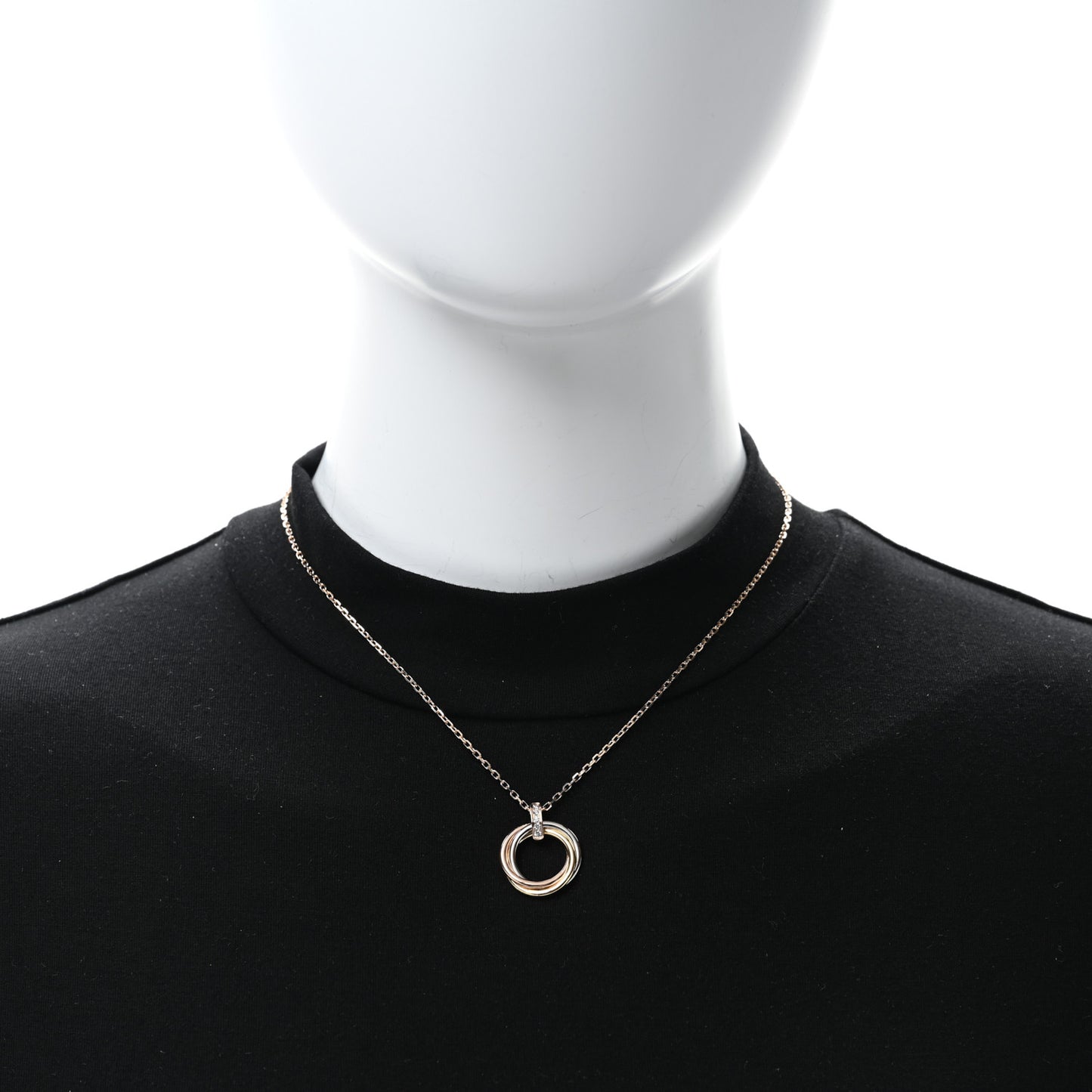 18K Pink White Yellow Gold Diamond Trinity Pendant Necklace