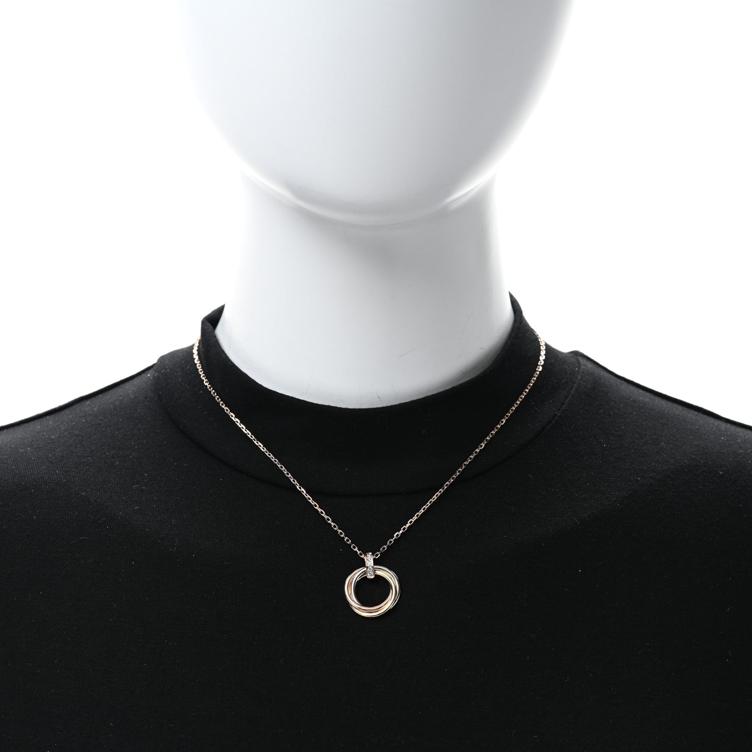 Cartier 18K Pink White Yellow Gold Diamond Trinity Pendant Necklace 3 of 4