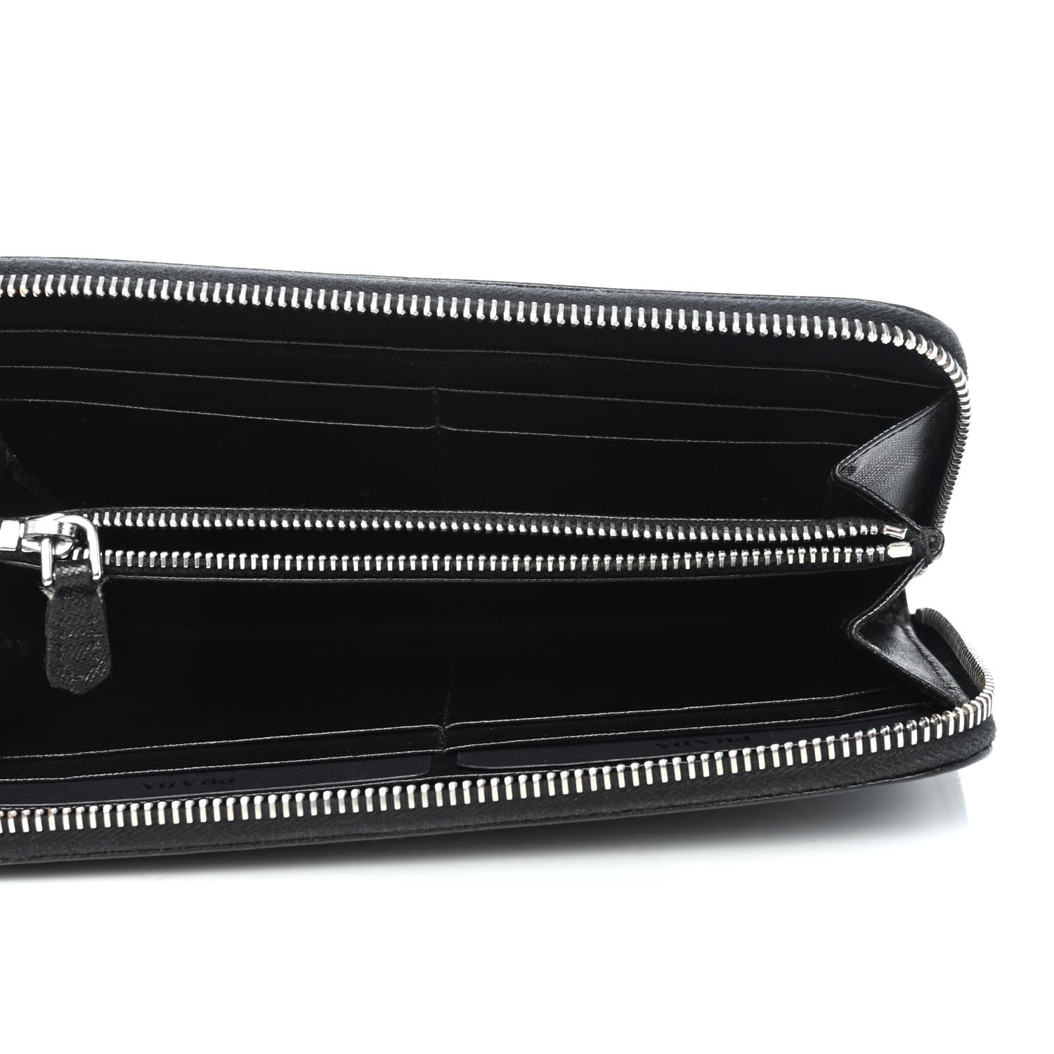 Prada Saffiano Triangle Zip Around Wallet Black 4 of 4