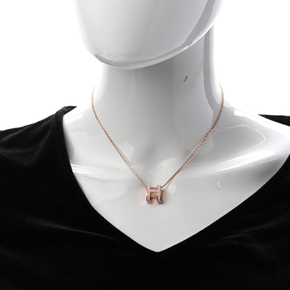Hermes Lacquered Rose Gold Pop H Pendant Necklace Rose Dragee 2 of 6