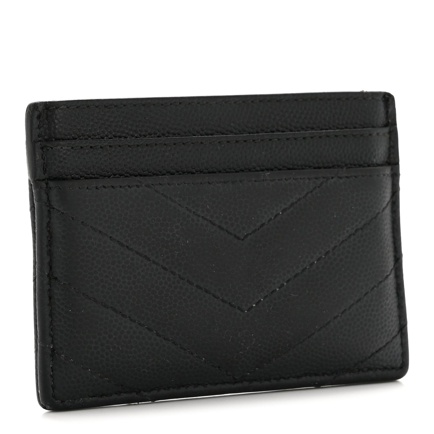 Grain De Poudre Matelasse Chevron Monogram Credit Card Case Black