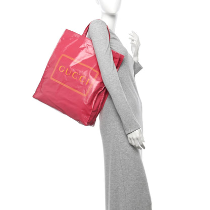 Gucci Patent Canvas Frame Logo Vertical Tote Glam Pink 2 of 11