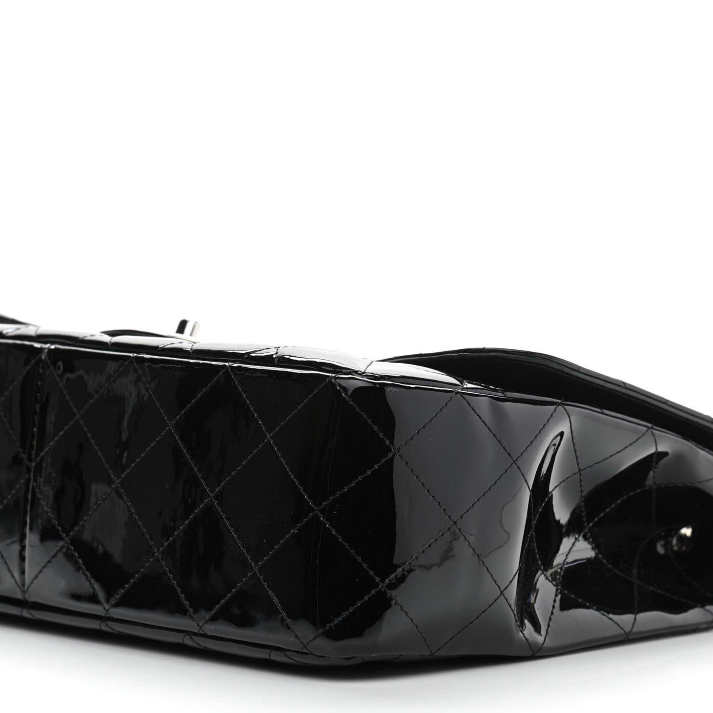 Patent Quilted Jumbo Double Flap Black