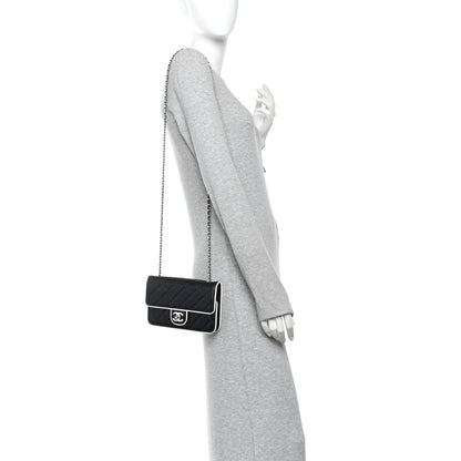 Chanel Lambskin Quilted Resin CC Mini Flap Bag Black White 2 of 12