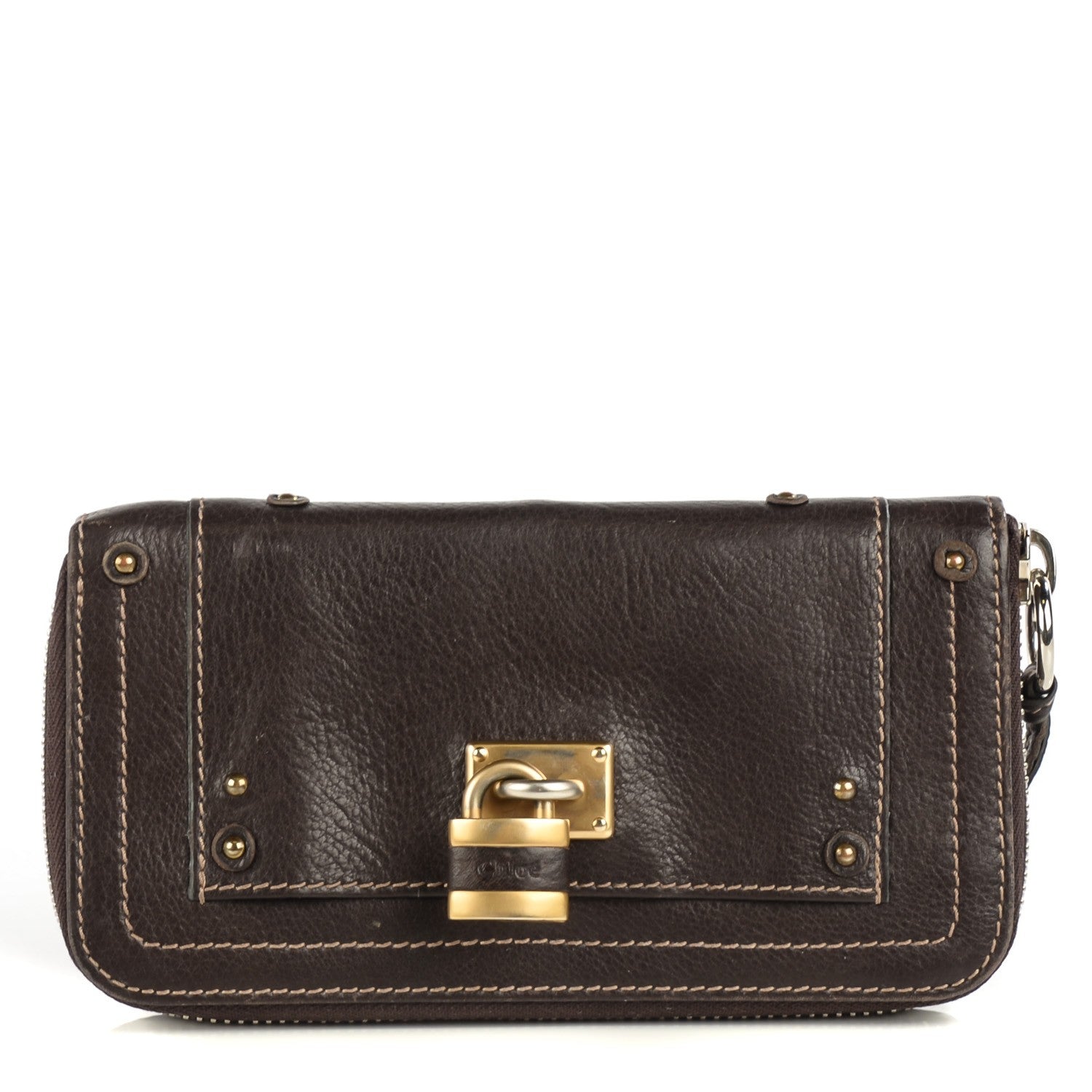 Chloe Calfskin Paddington Zip Around Wallet Brown 1 of 8
