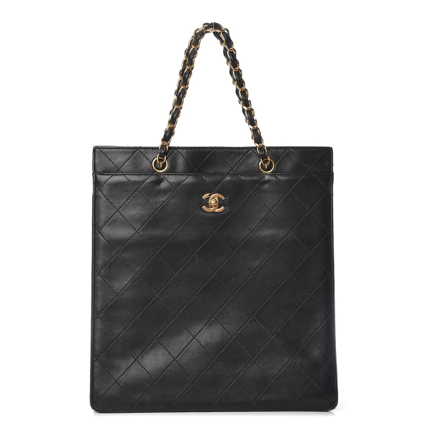 Lambskin Stitched CC Tote Black