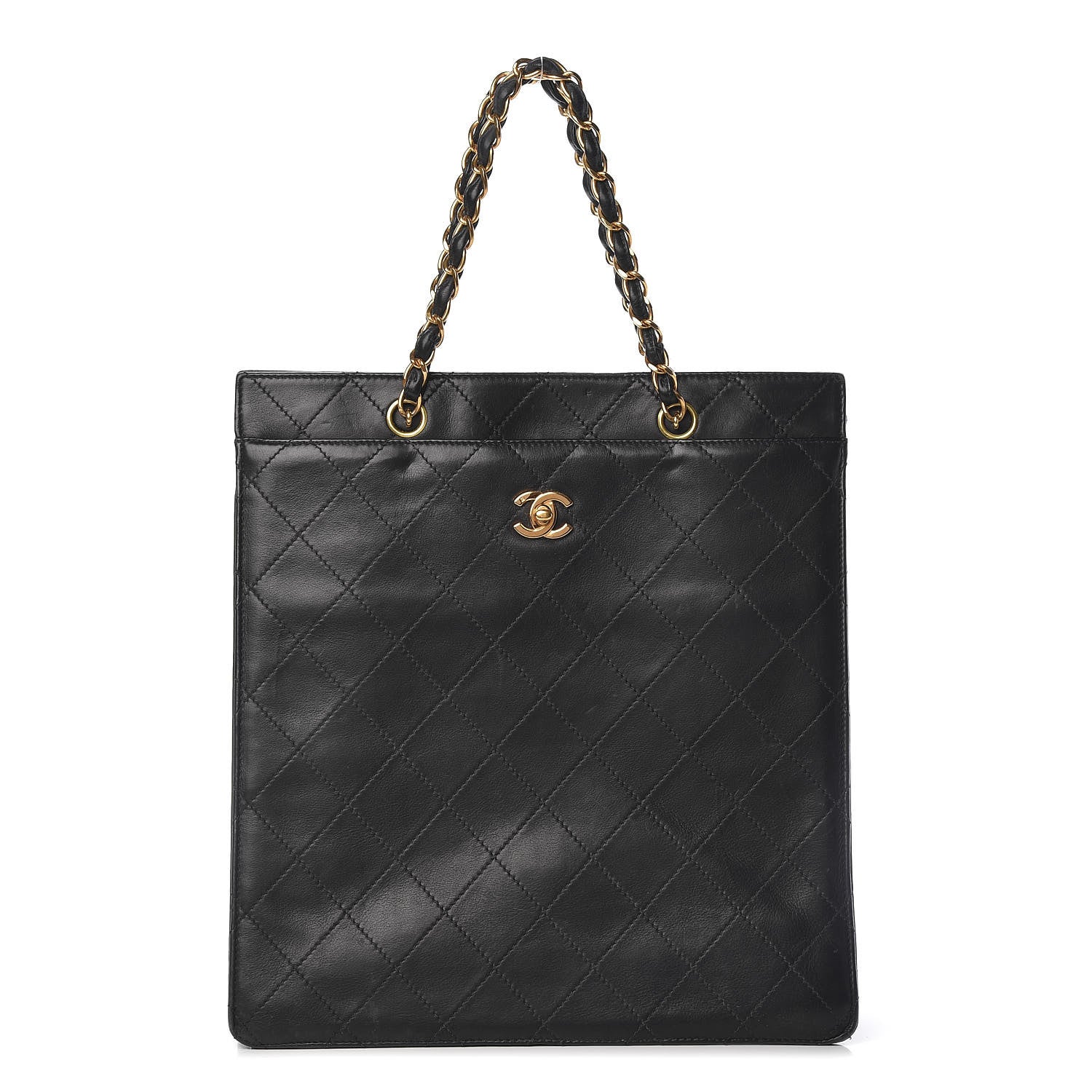 Chanel Lambskin Stitched CC Tote Black 1 of 18