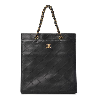 Chanel Lambskin Stitched CC Tote Black 1 of 18