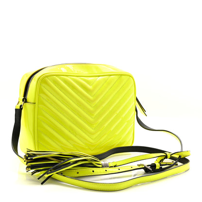 Saint Laurent Patent Calfskin Matelasse Monogram Lou Camera Bag Neon Yellow 3 of 11