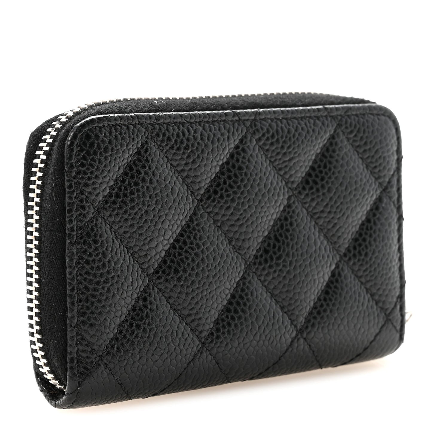 Caviar Quilted Zip Coin Purse Black