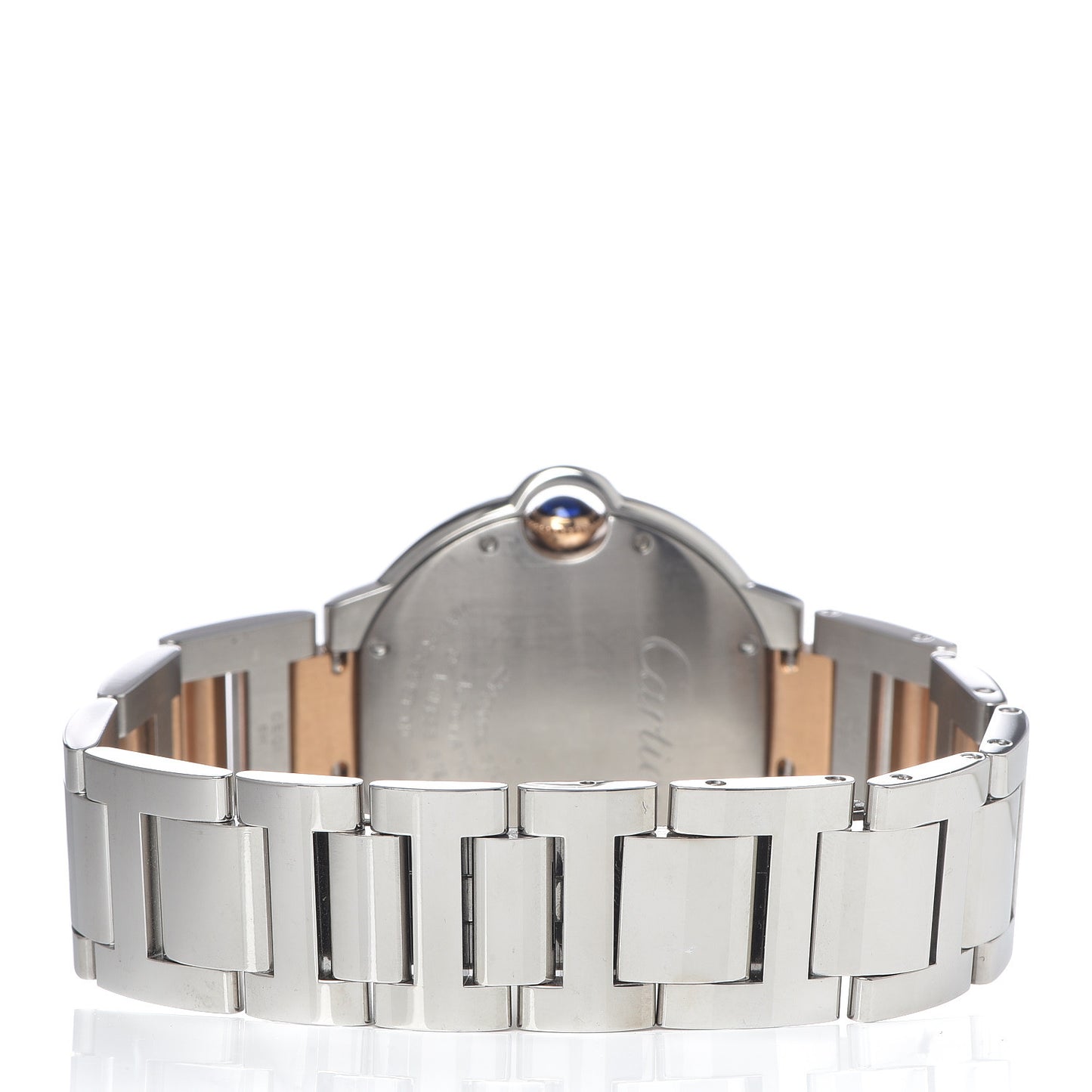 Stainless Steel 18K Pink Gold Pink Mother of Pearl 36mm Ballon Bleu De Cartier Automatic Watch